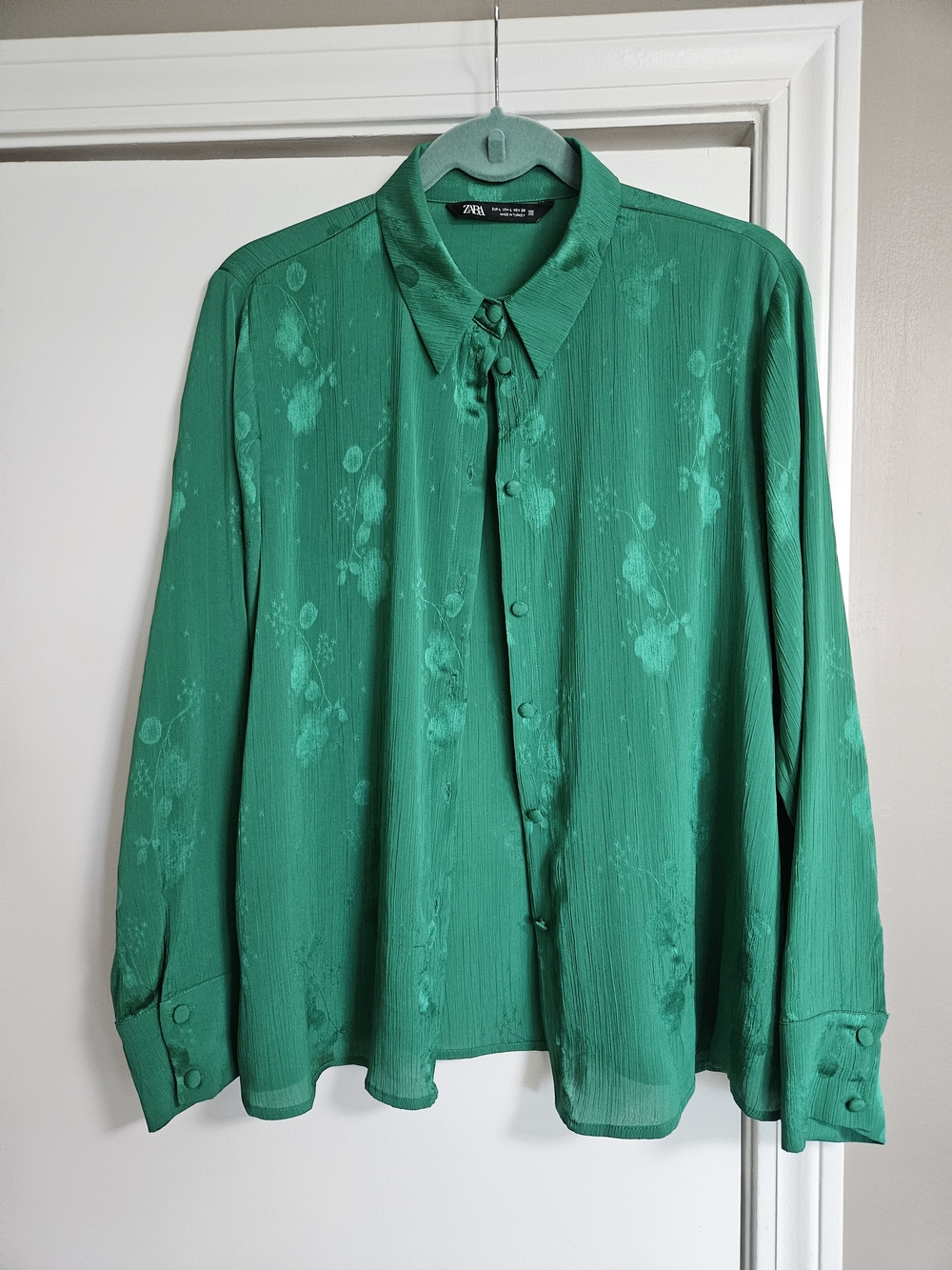 Zara Green Button-Up Blouse